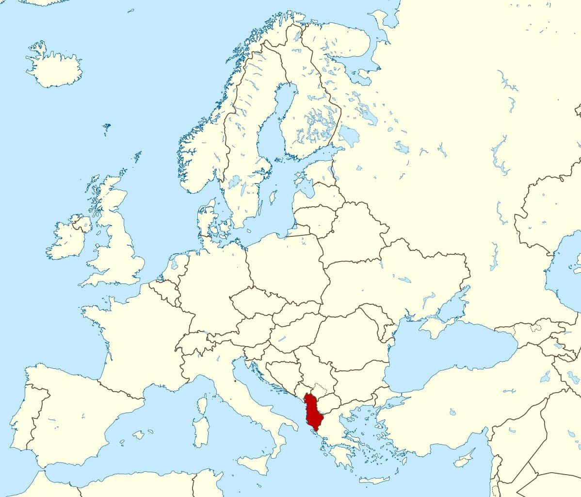 kort heiminum að sýna Albaníu