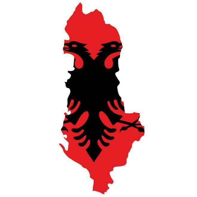 kort af Albaníu fána