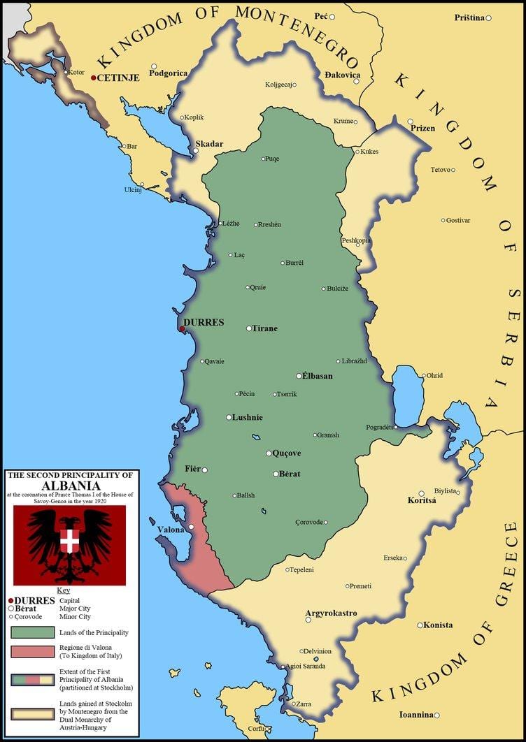 kort af Albaníu
