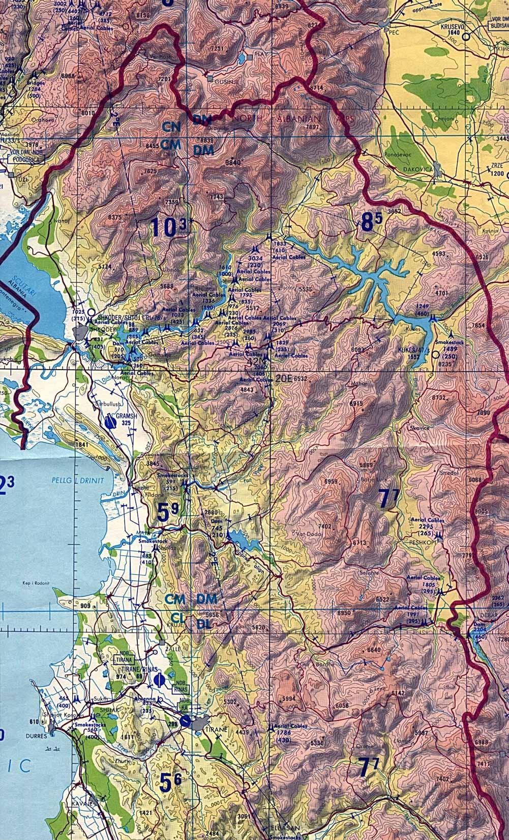 kort af Albaníu landafræði