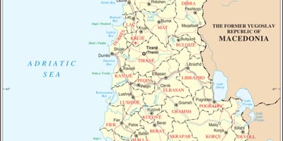 Kort af Albaníu við borgum