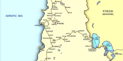 Kort af Albaníu lest