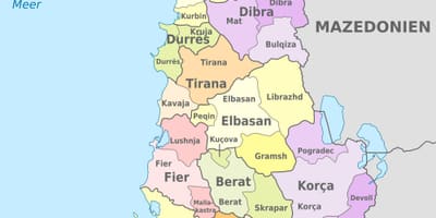 Kort af Albaníu pólitískum