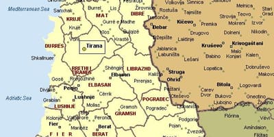 Kort af albanska ströndinni